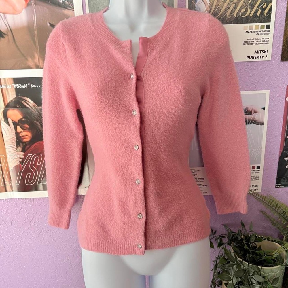Y2K Pink Rhinestone Cardigan Size S